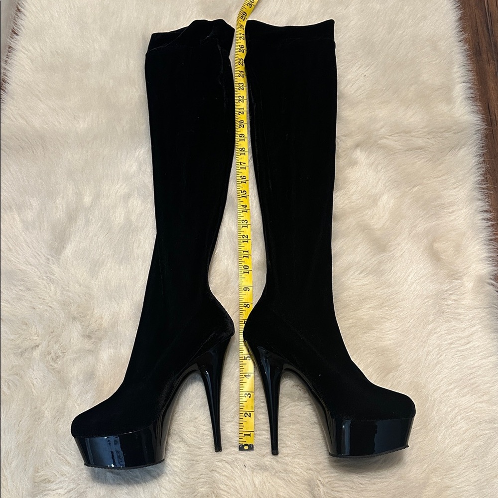 Black Velvet Platform Boots, great fort party or Halloween costume - Picture 3 of 4
